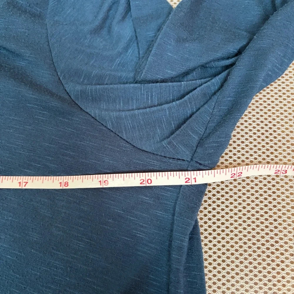 Olivia Moon Teal Blue Drape Open Back Knit Top Sz M Long Sleeve Made In USA EUC